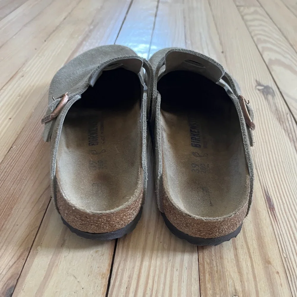 Birkenstock Boston Suede Clogs Taupe Soft Footbed Mules EU 39 US 8-8.5 Regular - Picture 4 of 8